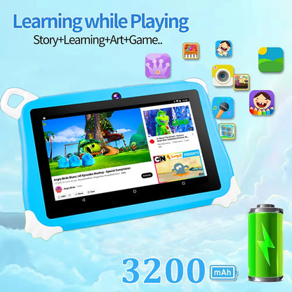 🎨 Nodizz 7-Inch Kids Learning Tablet – Android 15 | 4GB RAM + 128GB ROM | Quad-Core | 3200mAh Battery | Parental Control | Educational Gift