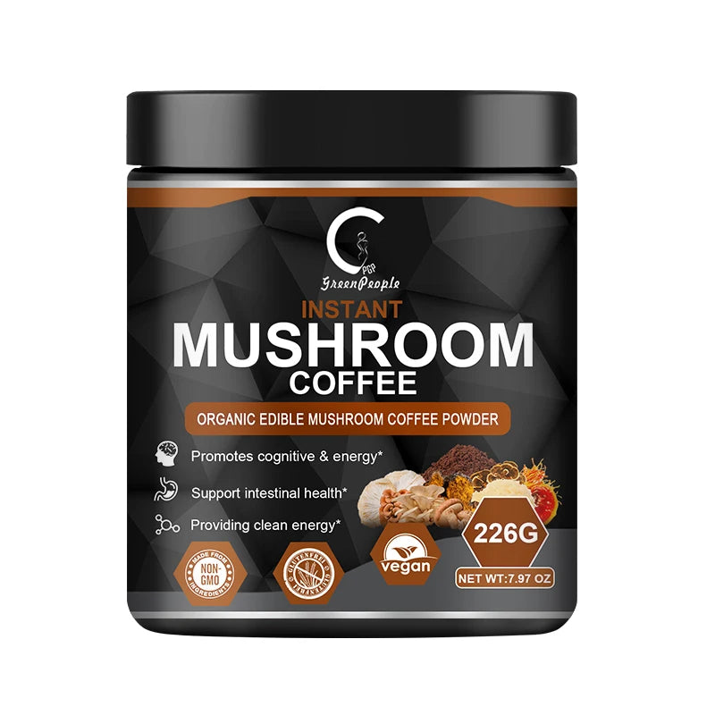 Greenpeople Lion's Mane Mushroom Coffee Supplement with Reishi,Cordyceps&Turkey Tail-Energy,Mental Clarity&Focus,Brain Booster