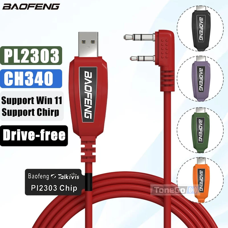 🔌 Baofeng USB Programming Cable – PL2303 / CH340 Chip | Plug-and-Play for DM-32, UV-32, Quansheng TK11 Series (Win11 Compatible)