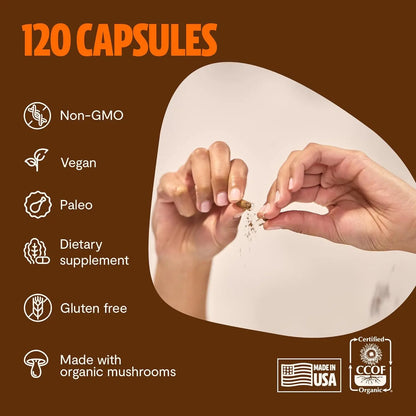 Chaga Mushroom Capsules – Antioxidant Support, Boosts Immunity, Skin Vitality & Digestive Balance