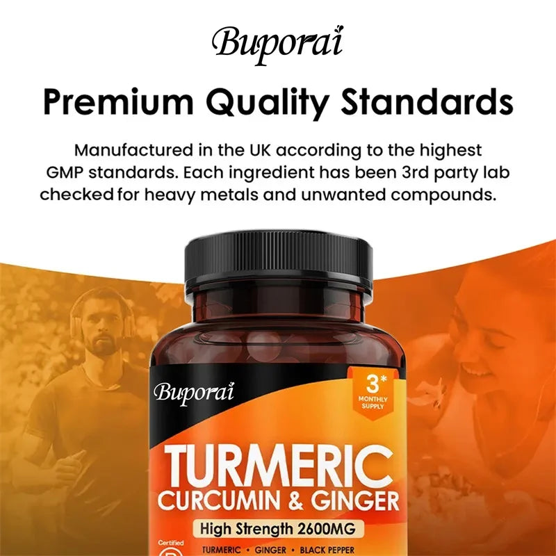 ✨ 3-in-1 Turmeric Ginger & Pepper 2600 mg – Joint, Digestive & Immune Support