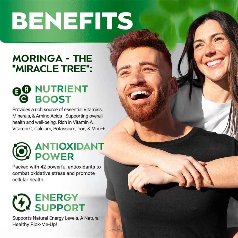 Moringa Capsules – Supports Bone, Joint & Immune Health, Boosts Energy, Endurance & Concentration