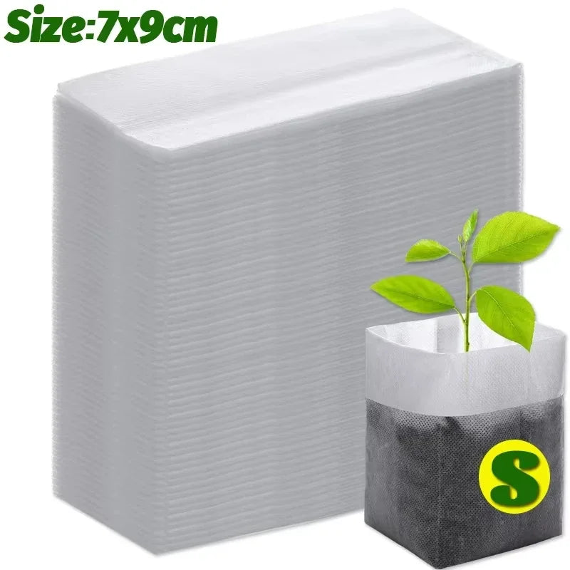 100/500PCS Non-woven Biodegradable Nursery Grow Bags Plants Seed Grow Pockets Garden Flower Vegetable Seedling Care Accessories