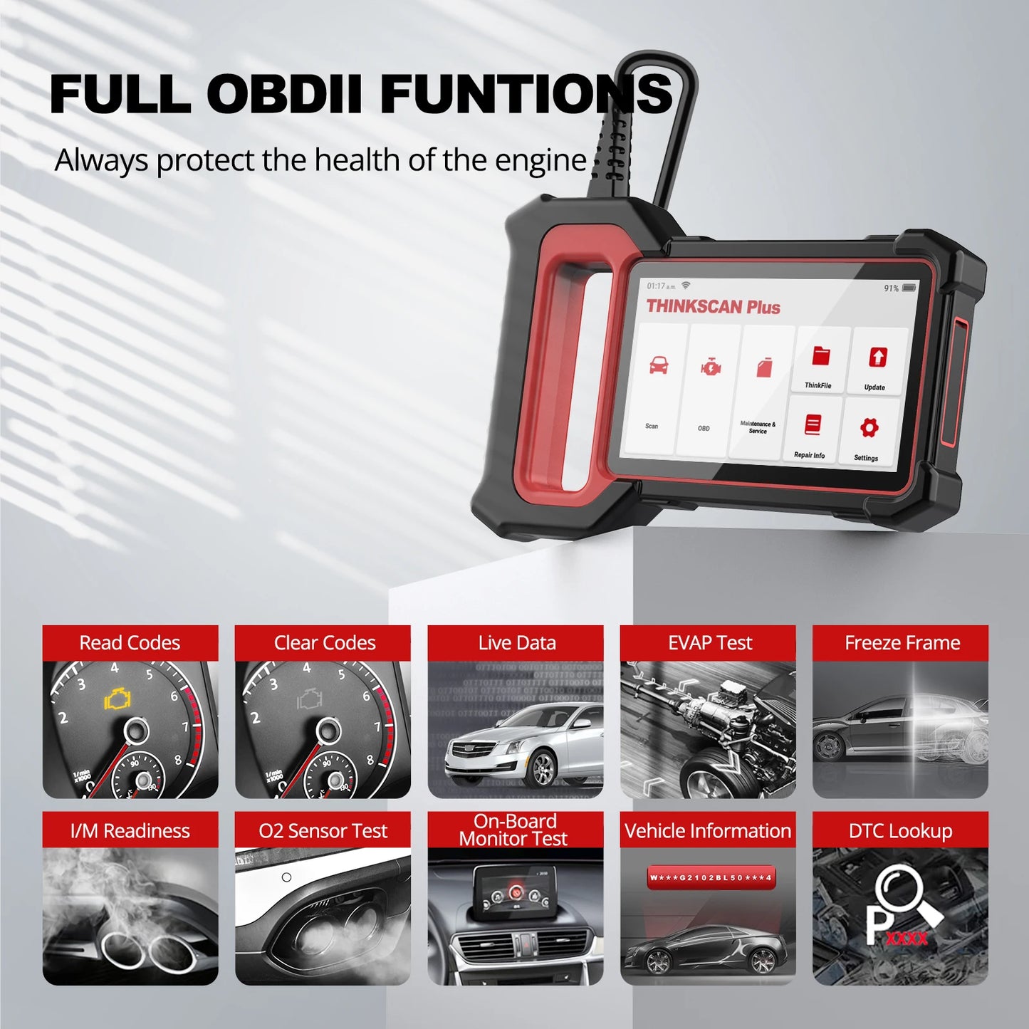 THINKCAR THINKSCAN Plus S6 / S5 – OBD2 Scanner & 4‑System Diagnostic Tool (Engine, ABS, SRS, TCM) | S6 = 5 Resets Lifetime Free