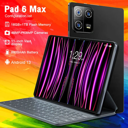 Original Tablet Pad 6 MAX 11 Inch 16GB RAM 1TB ROM tablet Android 13 Core Pad Tablet PC Phone Dual Wifi tablette android 8800mah
