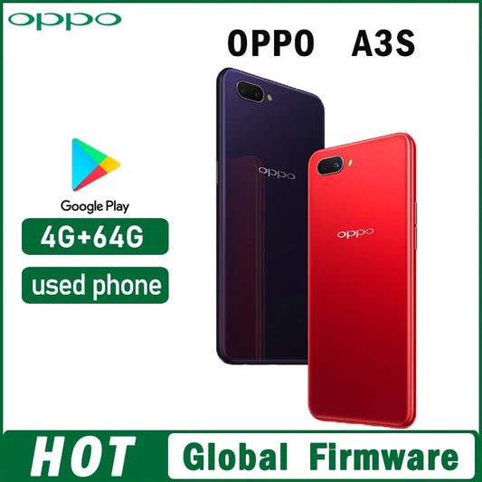 OPPO A3S Smartphone – Dual SIM, Snapdragon 450, 4230mAh Battery, 13MP Camera (Used, Global Firmware)