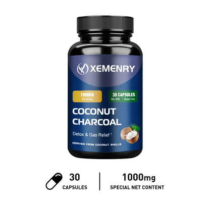 Coconut Charcoal Supplement – Relieves Gas & Bloating, Detox Cleanse, Supports Digestion & Immunity