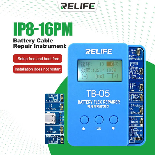 RELIFE TB-05 Battery Cable Repair Instrument Setup-free and Boot-free Adapt To Various Models for IPhone IP8G-16PM  Repair Tools