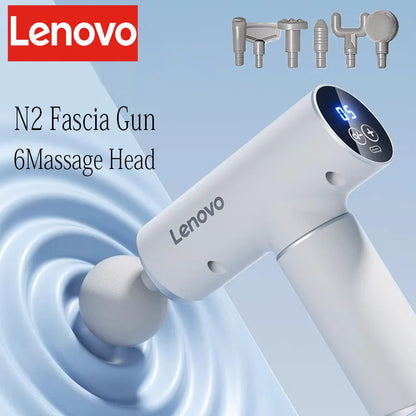 Original Lenovo Fascia Gun N2/N3 Series – Professional Muscle Massager with LED Touch Screen & 6–8 Interchangeable Heads