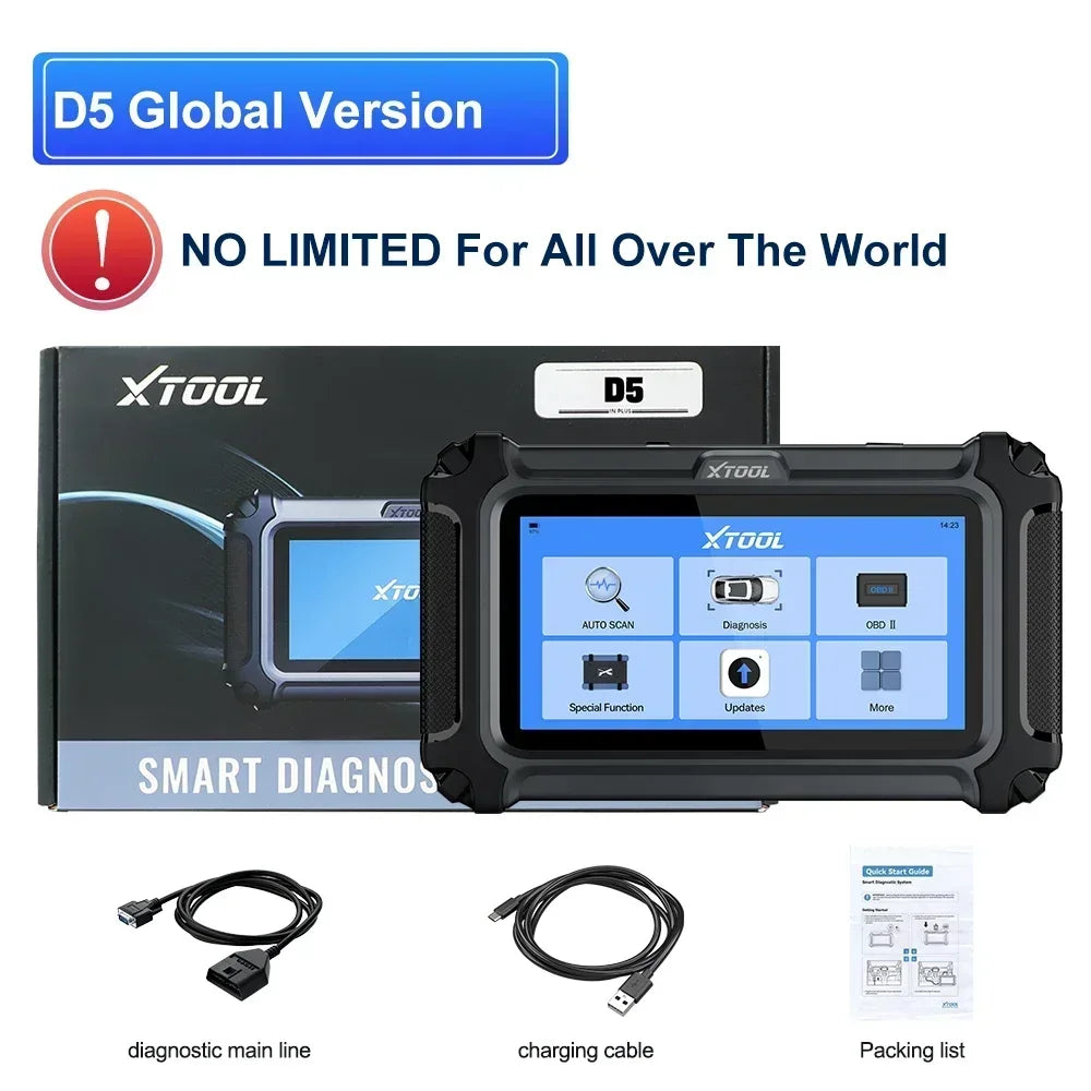 XTOOL D5 Car Diagnostic Tools Gearbox ABS EPB Airbag Engine 5 System Scanner 10 Reset Service OBD2 Scanner Lifetime Free Update