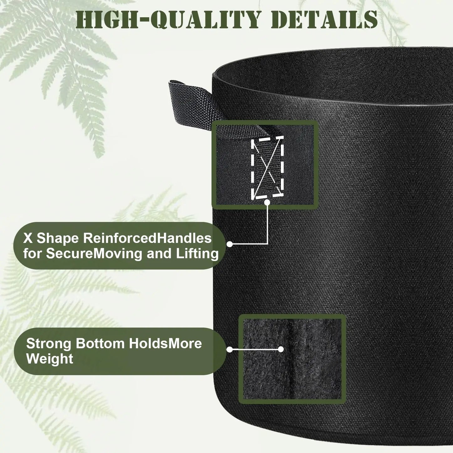 10 Pack Grow Bags Heavy Duty Thickened Nonwoven Fabric Pots with Handles, Plant Grow Bags for Vegetables Flower Plant Fruits