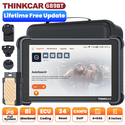 THINKCAR THINKSCAN 689BT Professional Diagnostic Tool | CANFD/DOIP | Bi-Directional Control & ECU Coding | 34 Resets | Lifetime Free Updates